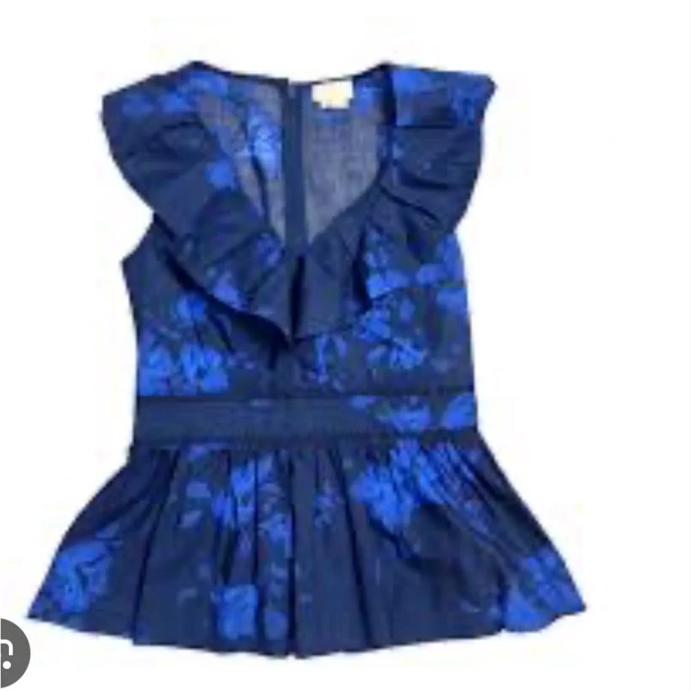 kate spade navy peplum top with blue floral pattern - Picture 4 of 5